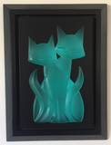 Tail of Twin Kitties frosted blue wall-hanging Kitty Gem