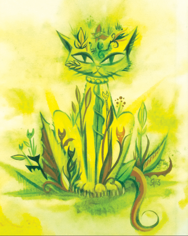 Garden Kitty Yellow 8x10 Giclee Print