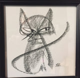 Buster Cat original graphite drawing