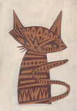 Lupa Cat is an ORIGINAL ballpoint pen ink drawing with white acrylic paint background on a dark brown cardboard. Signed by the artist in a vintage frame (some aging / wear may be seen on frame). 