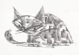 Tortoiseshell Cat is an original graphite drawing by Rob Reger. It comes in a vintage frame measuring 8" x 6" and is signed by the artist. 