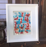 35 Kitties in Red and Blue (original painting)