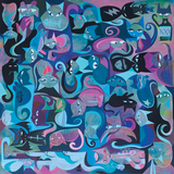 40 Cats In 4 Directions #3 12x12 Giclee Print