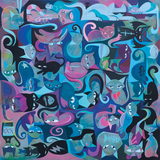 40 Cats In 4 Directions #3 12x12 Giclee Print