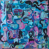 40 Cats In 4 Directions #3 12x12 Giclee Print