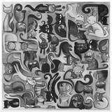 40 Cats In 4 Directions #2 10x10 Giclee Print