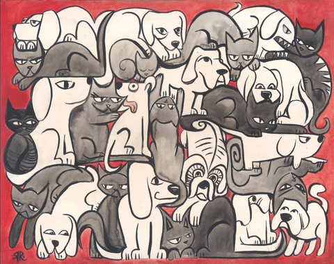 Dogs Vs. Cats #4 original painting