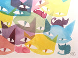 CatCon Color Kittens Original Watercolor